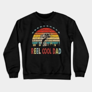 Vintage Retro Reel Cool Dad Fishing Hunting Father Day Crewneck Sweatshirt
